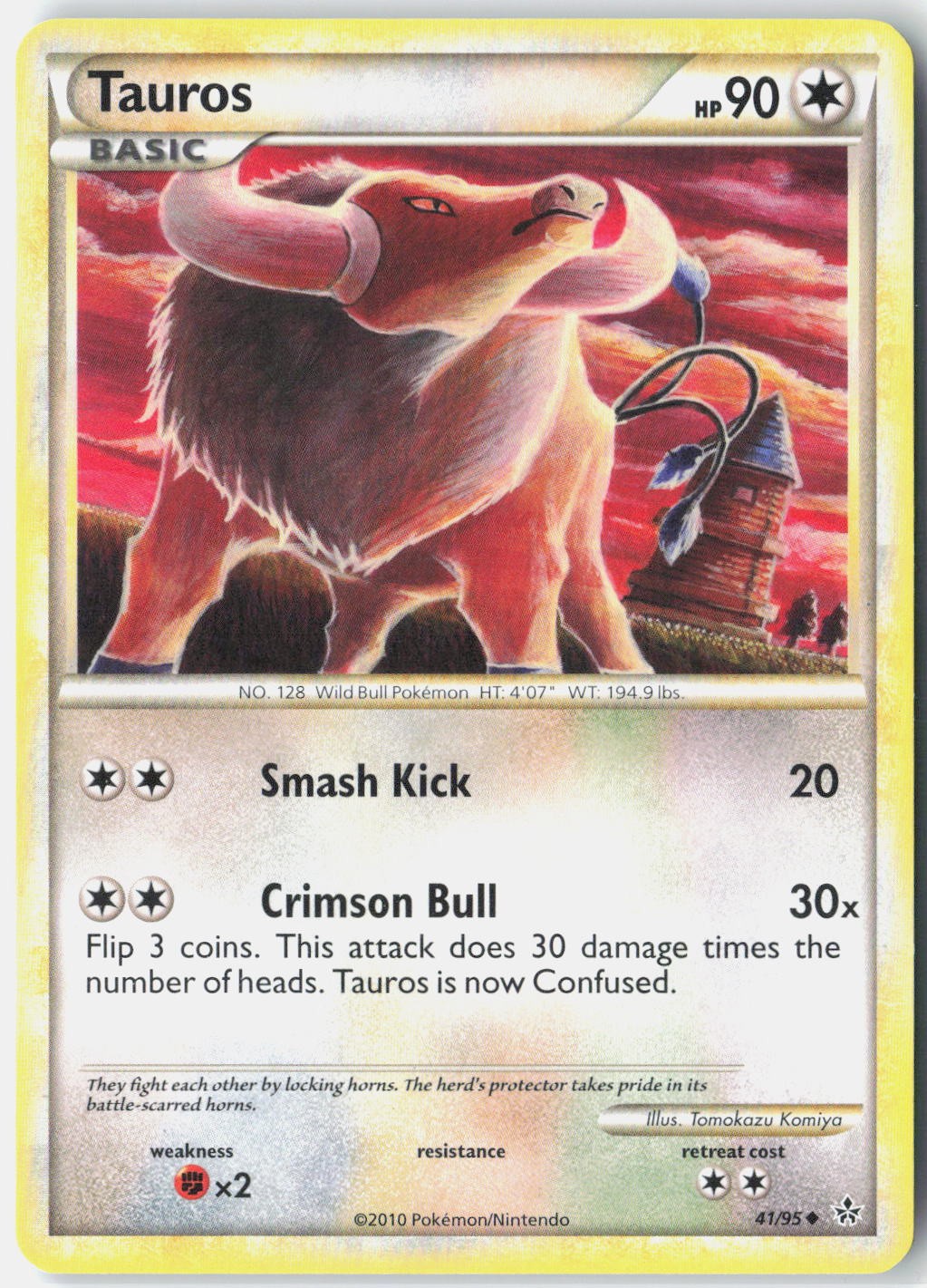 Tauros Unleashed 41/95 Pokemon Card