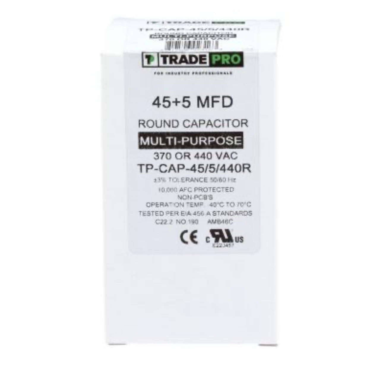 NEW TRADEPRO TP-CAP-45/5/440R - 45+5 MFD 440 Volt Round Run Capacitor FAST SHIP