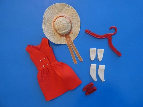 Vtg Barbie Skipper #1901 Red Sensation Dress, Hat Shoes & Accessories, Complete