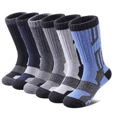  Kids Merino Wool Hiking Socks Boys Girls Toddlers 8-12 Years Mixed Color