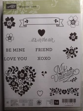 Stampin Up Bloomin Love 140643 Clear Cling Stamp Set of 16