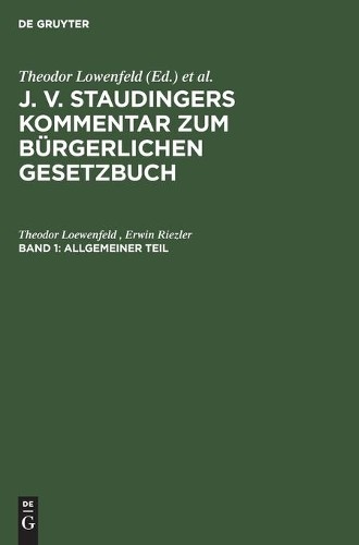 Theodor Loewenfeld Erwin Riezler Allgemeiner Teil (Hardback)