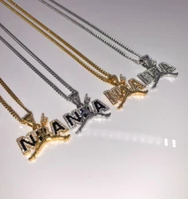 18K Gold/Silver NBA Youngboy Mini Stainless Steel Diamond Pendant Necklace
