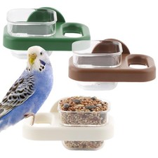 3 PCS Square Plastic Bird Cage Feeder Dish Cup Detachable Bowl With Perch Tray