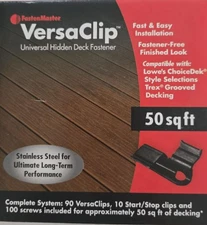 FastenMaster Trex Versaclip Universal Hidden Deck Fastener, 50sq ft 90 clips NEW