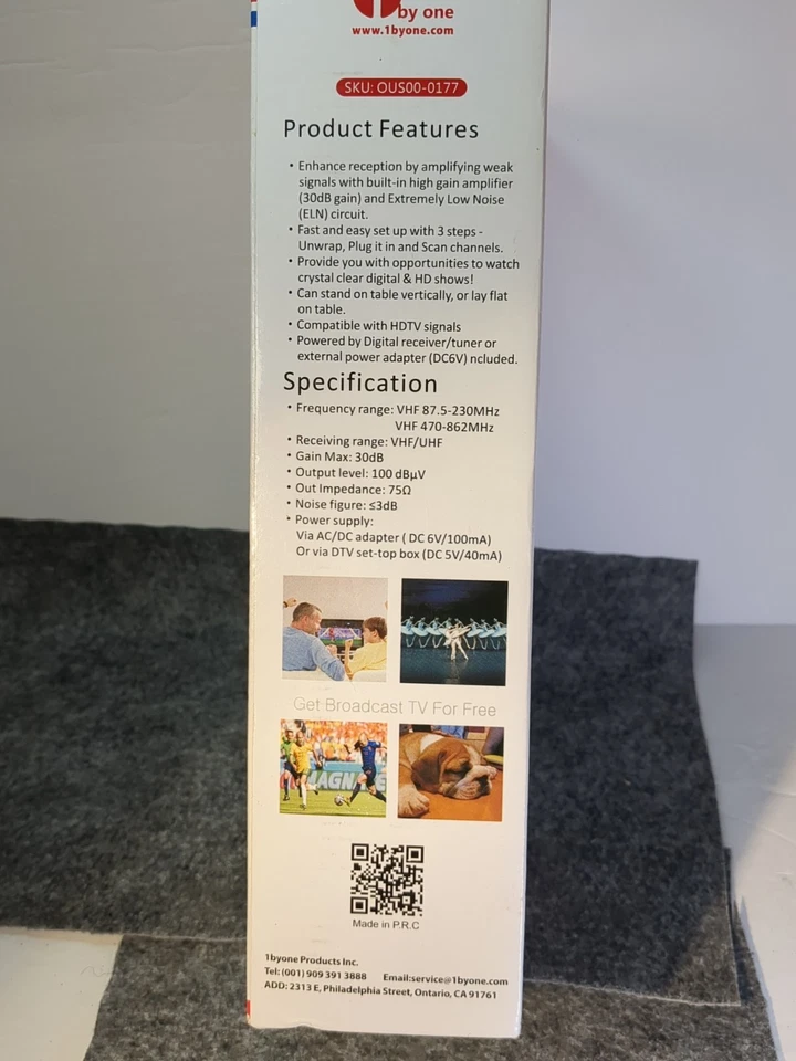 Antena Digital Interior HDTV Modelo: OUS00-0177 Delgada Negra Diseño 1byone Foto 2 de 4