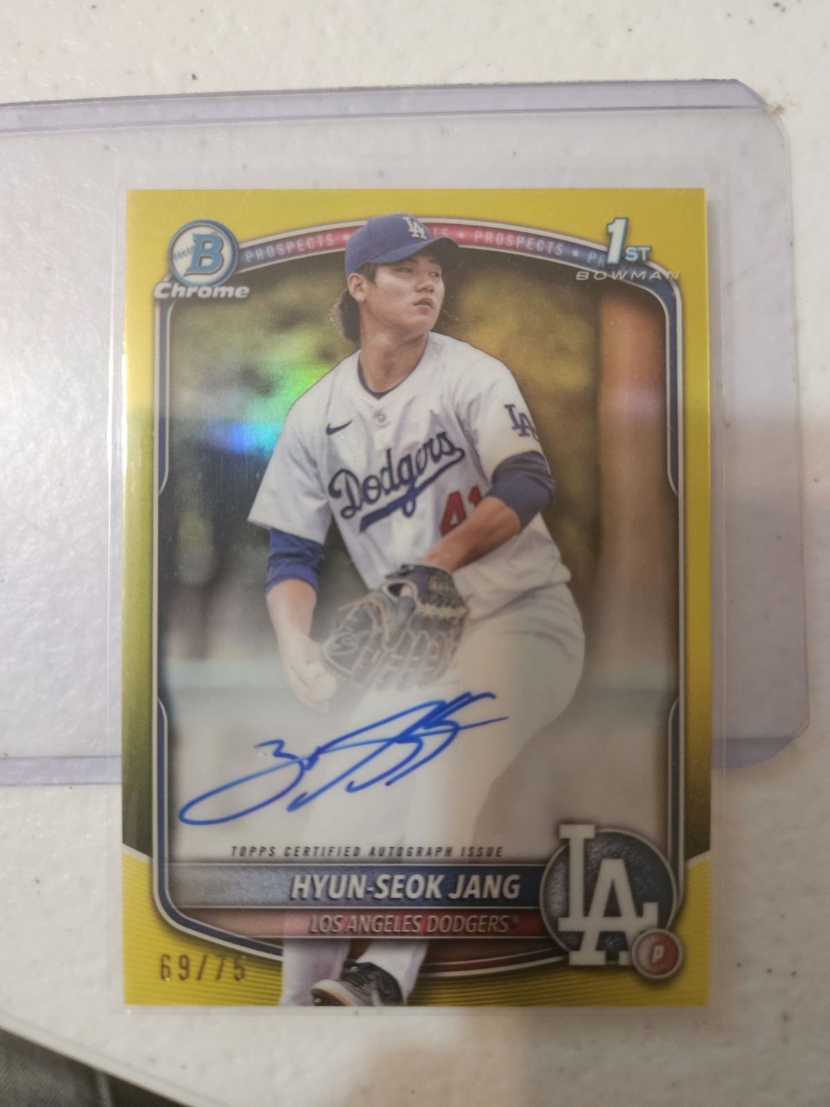 2025 Bowman 1st Chrome Hyun-Seok Jang TRUE Yellow Refractor Auto /75