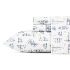 Whitewood Sail 3-Piece Blue Graphic Cotton Twin XL Sheet Set