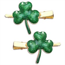 St. Patrick  s Day Hair Clips Rhinestone Glitter 1 Count Pack of 2 , Green