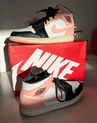 Nike Air Jordan 1 Mid Crimson Tint Herren 44 AJ1 Pink Schwarz Top Zustand