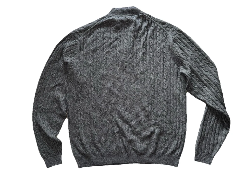 PETER MILLAR Corona Vellón Lana Yak Cachemira Cable Tejido 1/4 Cremallera Gris talla XLT Foto 3 de 4
