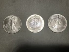 Three 1992 WALKING LIBERTY 1oz. AMERICAN EAGLE .999 FINE SILVER DOLLAR COINS