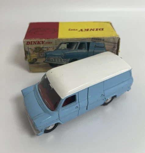 Vintage Dinky Toys 407 Ford Transit Van Blue & White In Original Box