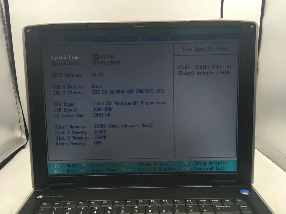 GATEWAY M460 - BOOTS TO BIOS - INTEL PENTIUM M - 512MB RAM - 15" - READ DESC -BB - Image 2 of 4