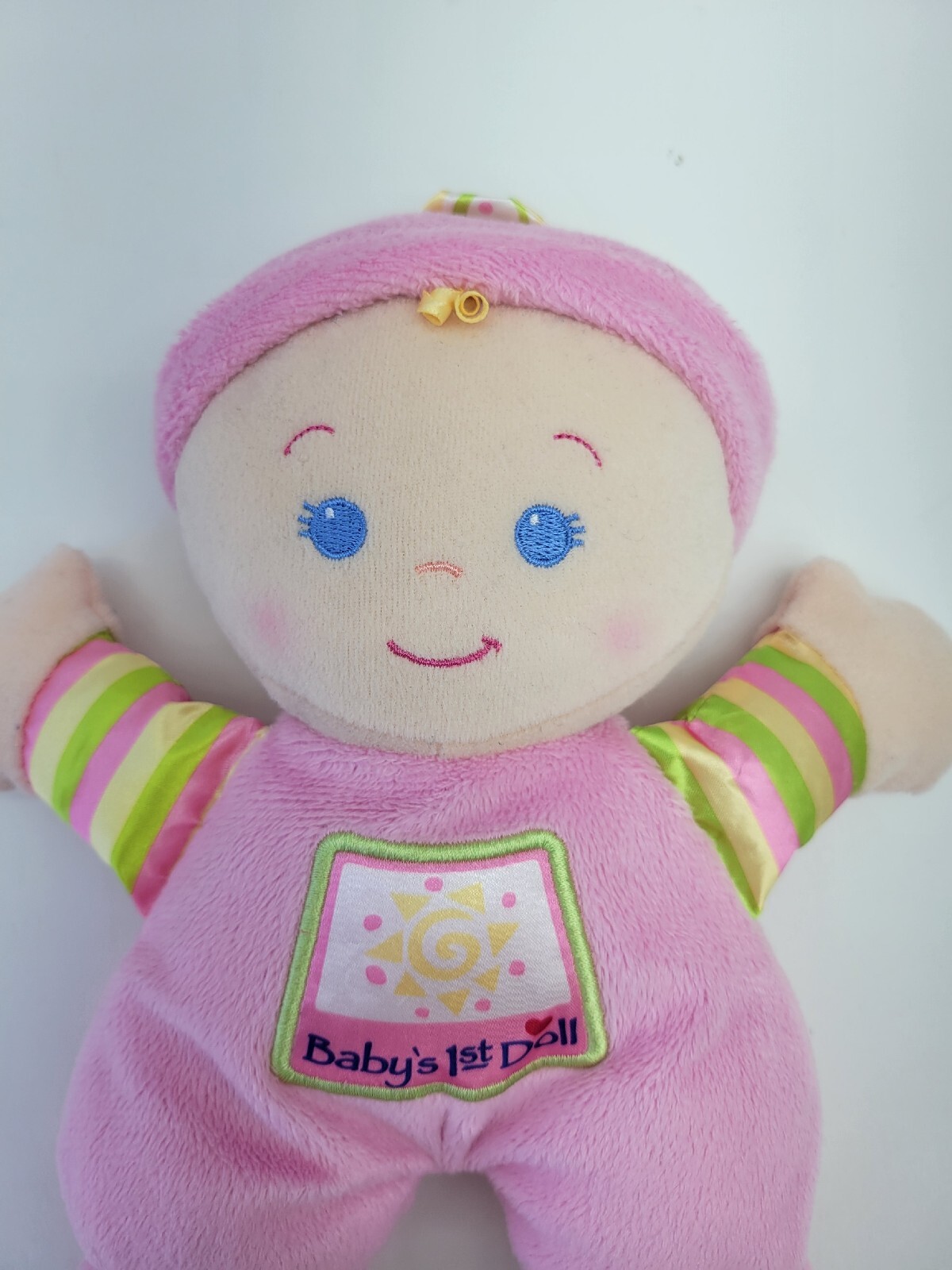 Fisher Price Brilliant Basics Babys 1st Doll Pink Plush Satin Rattle Baby Toy eBay