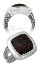 Philip Andre 14mm Smokey Quartz Split Shank ring size 6.75