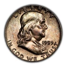 1959 50c Franklin Silver Half Dollar - Watercolor Pastel Rainbow Toning - H3159
