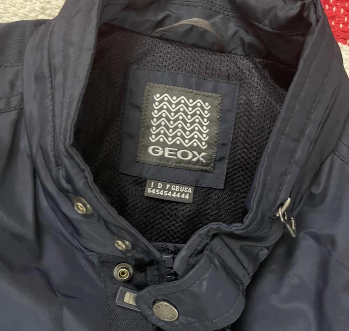 GEOX Men Navy Rain Jacket Breathing System Large Pockets |