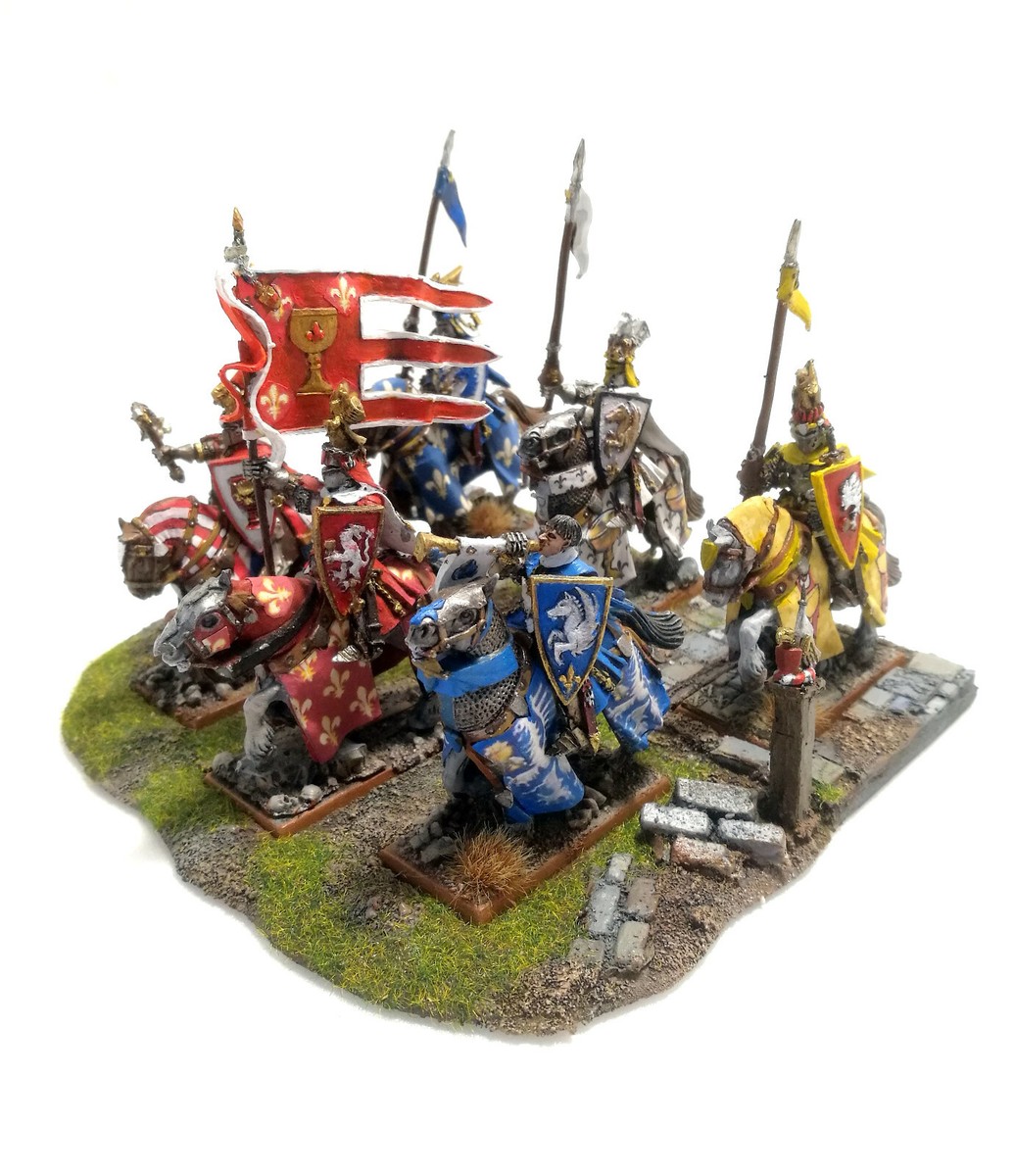 その他 Warhammer Bretonnia WARHAMMER SIGMAR BRETONNIA GRAIL KNIGHTS IN METAL IN SKIRMISH BASE