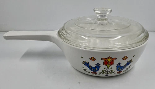 Vintage Corning Ware Country Festival P-81-B 1 With Pyrex Lid Skillet Dish Pan