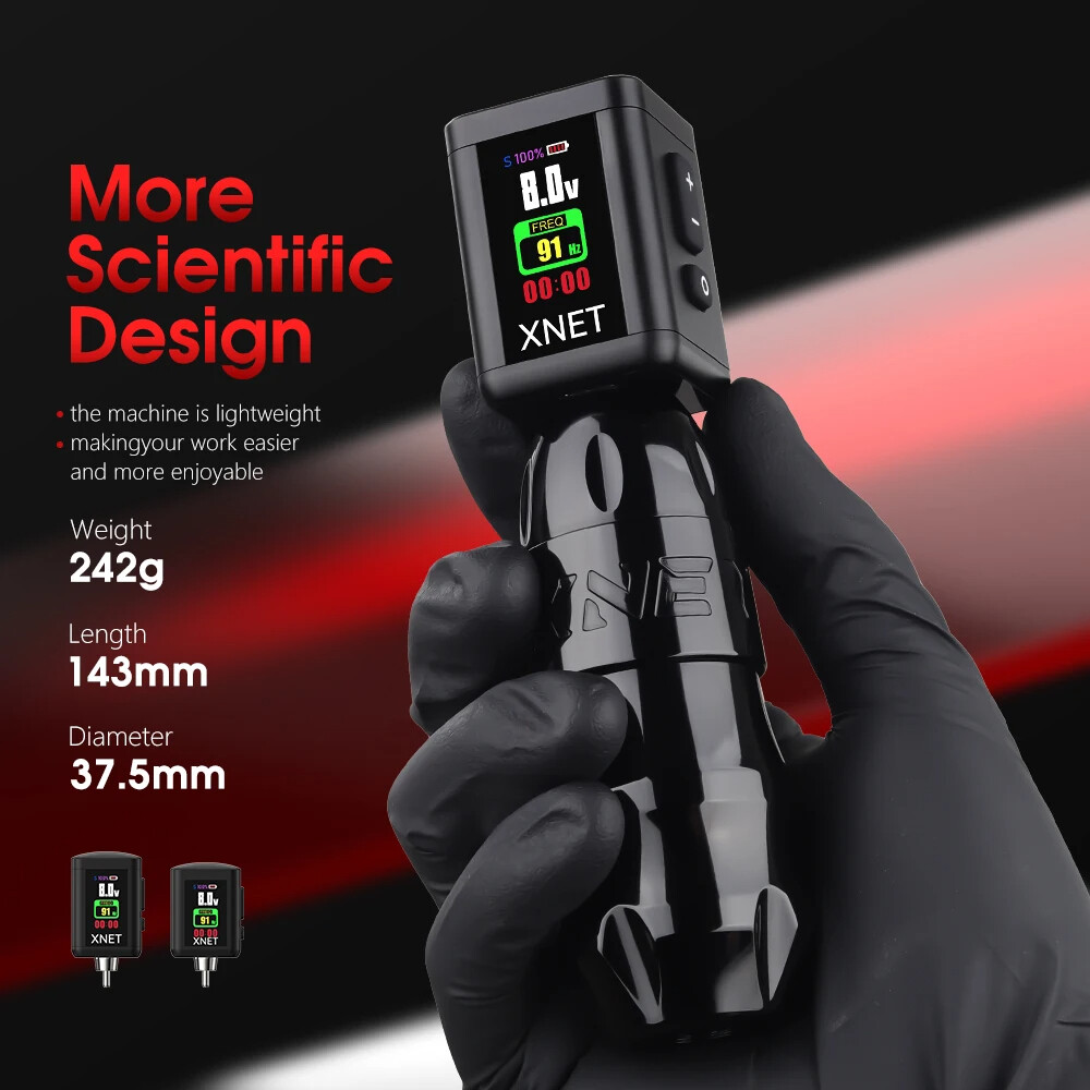 XNET Sita Wireless Tattoo Machine Powerful Brushless Motor OLED