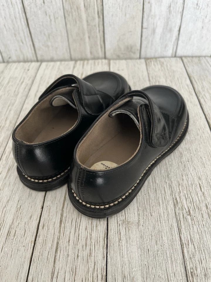 Zapatos Oxford de cuero negro vintage para niños - niño pequeño talla 6 años 50-60 nuevos de Lote Antiguo Foto 3 de 4