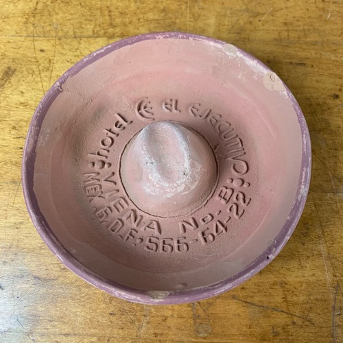 Vintage Hotel el Ejecutivo Mexico Terra Cotta Ashtray Rustic Sombrero - 第 1/6 張圖片