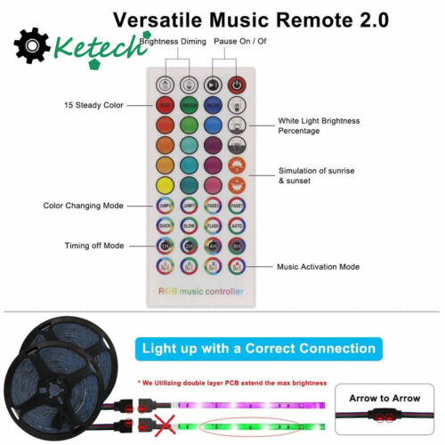 100Ft 50Ft 5M10m LED Strip Lights 5050 Music Sync Bluetooth APP Remote Kit L2KO - Picture 9 of 9