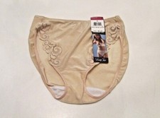 90's Vanity Fair 13-148 Illumination Lace Rose Beige Hi-Cut Brief Panties 7/L