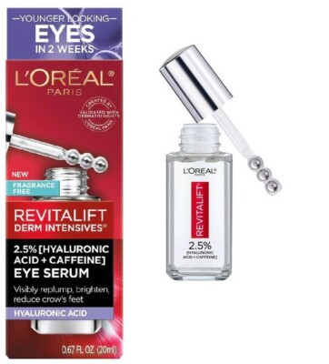 L'Oreal Revitalift Derm Intensives Hyaluronic Acid plus Eye Serum,20ml NEW BOX
