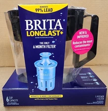 Brita Soho 6-Cup Black Water Filter Pitcher with Longlast+ Filter Reduces Lead