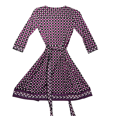 White House Black Market Dress Women's 00 Purple Wrap Stretch Tie 3/4  Sleeve | eBay