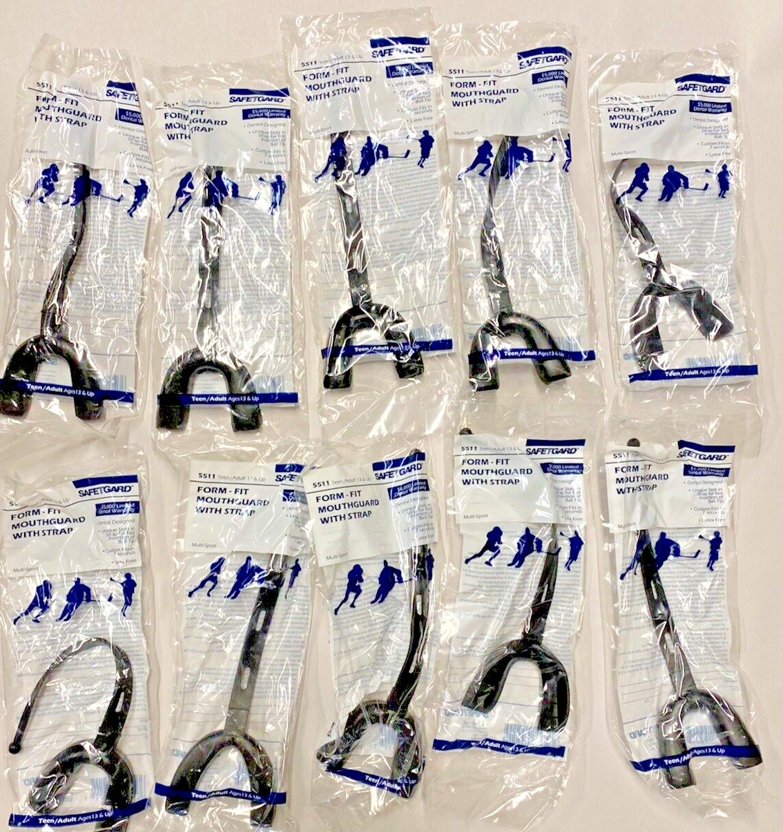 10 Pcs Black Mouth Guard Football Sports Mouthguard with Str