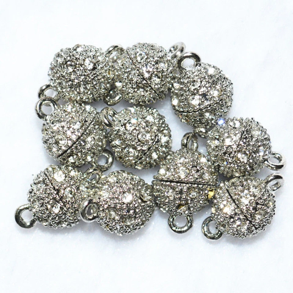 10 piezas 12mm aleación zinc chapado plata cristal broches magnéticos accesorios Foto 3 de 4