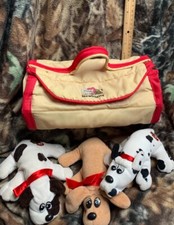 Vintage 1986 Pound Puppies Newborn Carrying Case Carrier  3 Plushes 1985-86