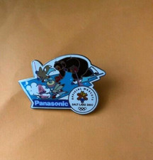 SALT LAKE CITY OLYMPICS PIN 3 MASCOTS ICE HOCKEY CURLING SKATING PANASONIC RARE
