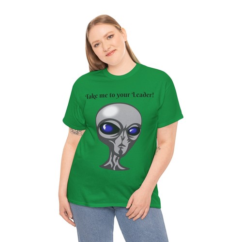 "Take me to your Leader"" - Camiseta unisex de algodón pesado-ET, ¡Camiseta Alien!!¡! - Imagen 5 de 9