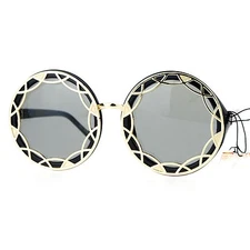 Designer Outline Framed Fashion Sunglasses Womens Oversized Round