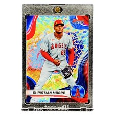 Christian Moore Prospect Silver Wave Refractor SP Angels 2B w/Holder 🔥