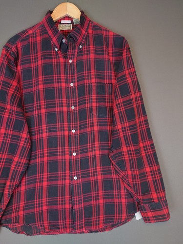 VINTAGE 90s LL Bean Plaid Flannel Button Up Shirt Men's Size Large Made in USA - 第 3/12 張圖片