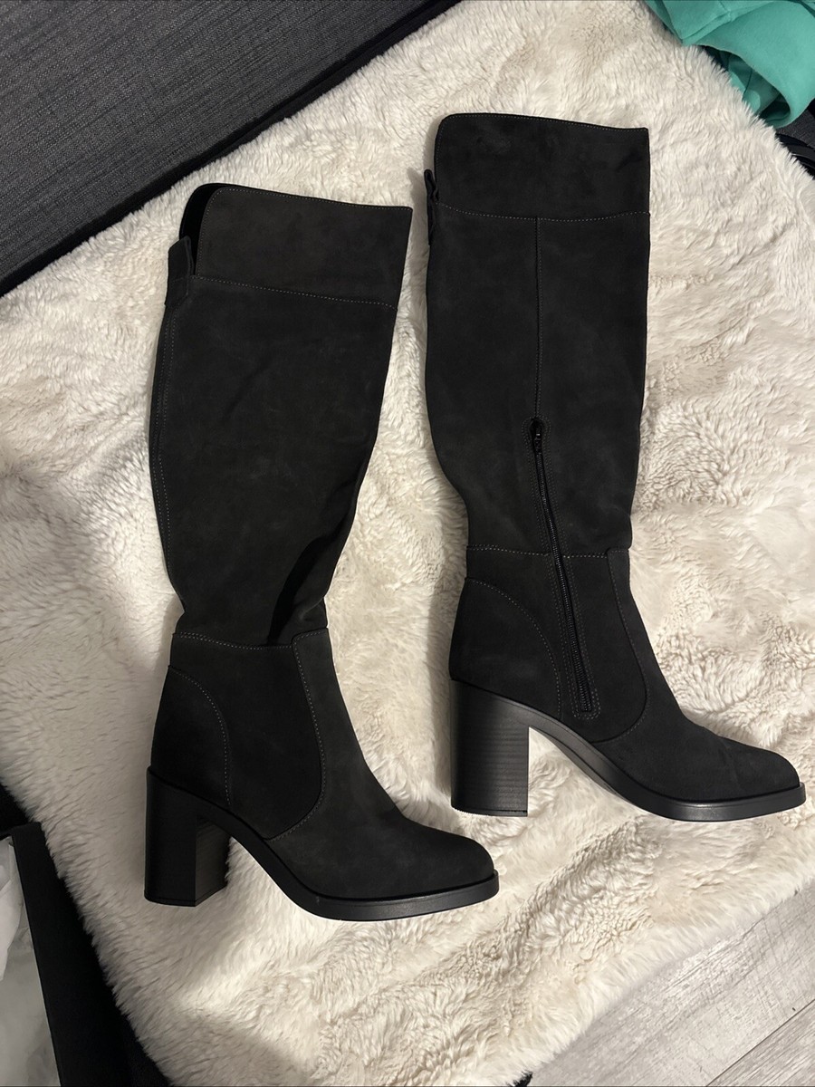 Kurt Geiger Tring Grey Suede Knee High Boots Size Uk BNIB