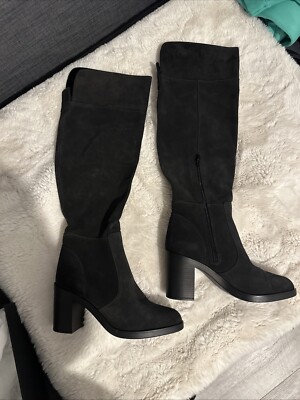 Kurt Geiger Tring Grey Suede Knee High Boots Size Uk BNIB UK