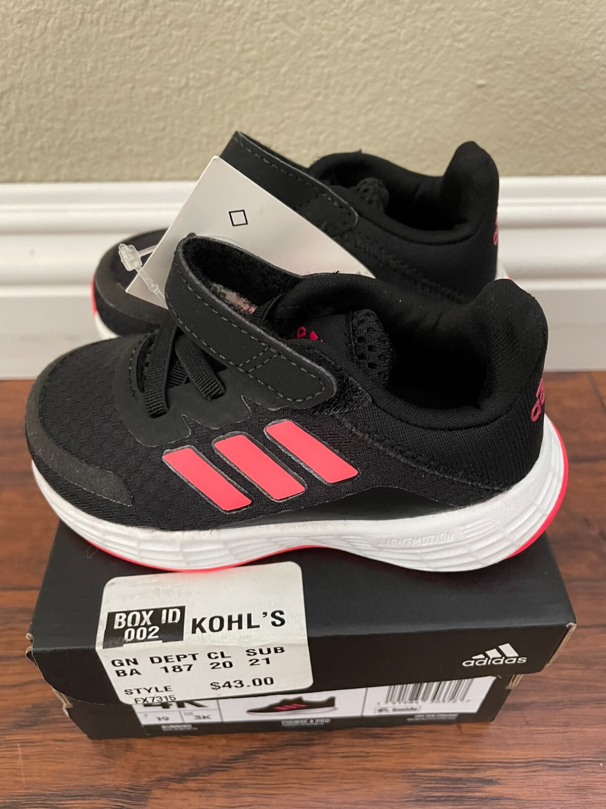 adidas Duramo SL I Infant Baby Shoes, Color: Black Pink, Size: 4 k