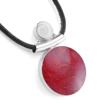 925 REAL SILVER *** XXL Large Pendant with Tube, Foam Coral and Shiva, 40mm