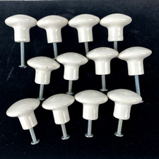 LOT 12 WHITE CERAMIC DRAWER PULLS CABINET KNOBS Round Screws Furniture Kitchen