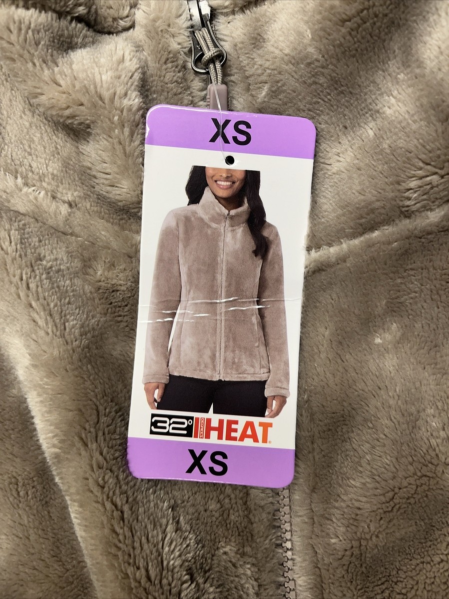 32 Degrees Heat Women's Plush Faux Fur Full Zip Mock Neck Jacket