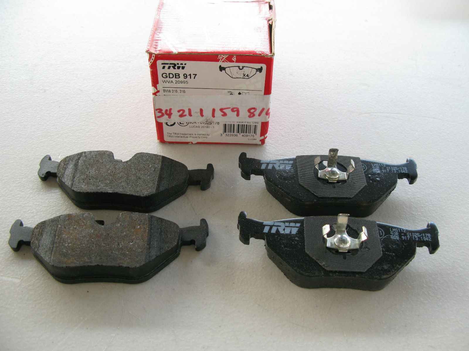 TRW Gdb917 Brake Pad Set 34211159814 for BMW 5 & 7 Series 1987 