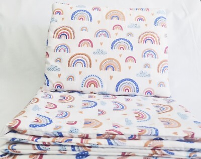 pc bedding set for crib pram bedside chicco next to me brown blue  rainbows UK