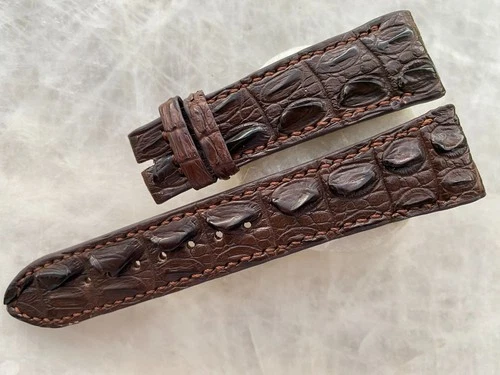 22mm/18mm Brown Alligator Crocodile Print Leather Watch Strap Band