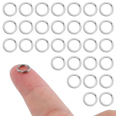 30pcs Split Rings, 8mm Stainless Steel Small Key Chain Mini Keychain Rings 